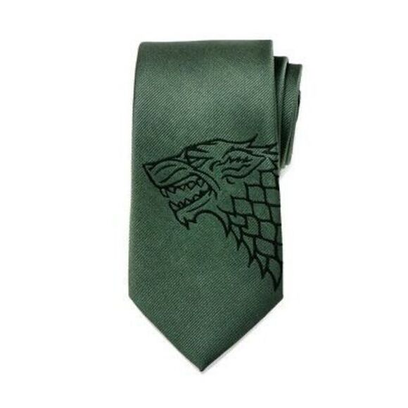 HBO Game of Thrones Stark Direwolf Men's Tie Green - Picture 1 of 6